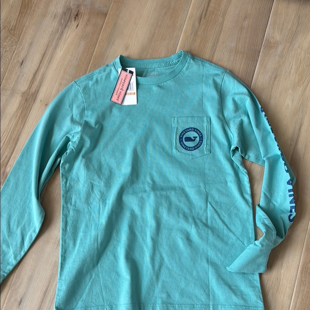 Vineyard Vines Kids Long Sleeve Pocket Tee - Teal